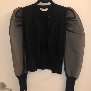 zara organza cardi